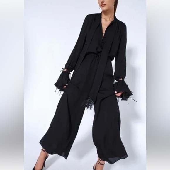 Alexis Adrian jumpsuit women's size black wide leg flowy